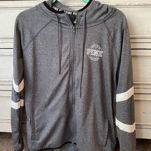 PINK grey zip-up hoodie